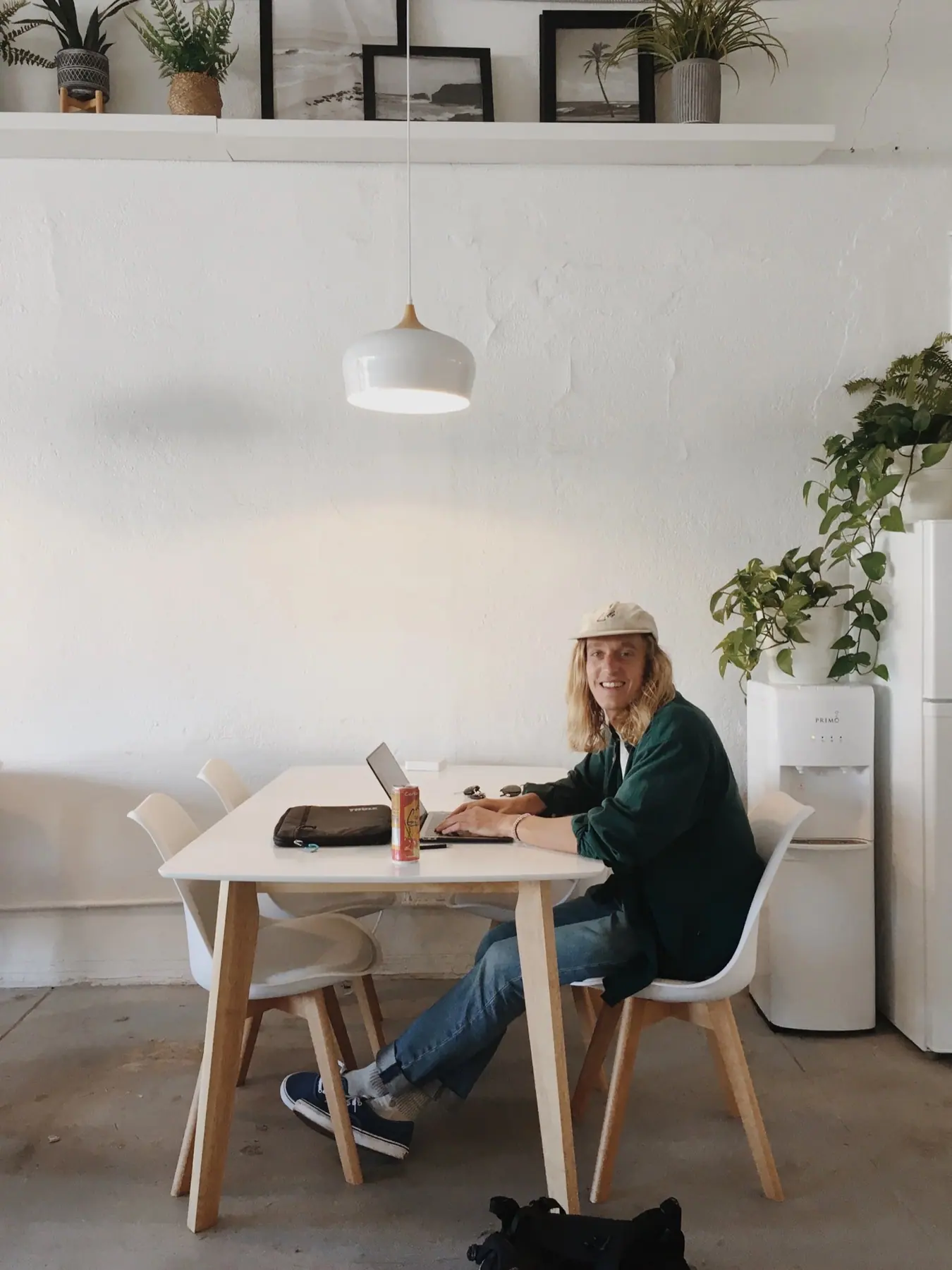 A member working at a shared table